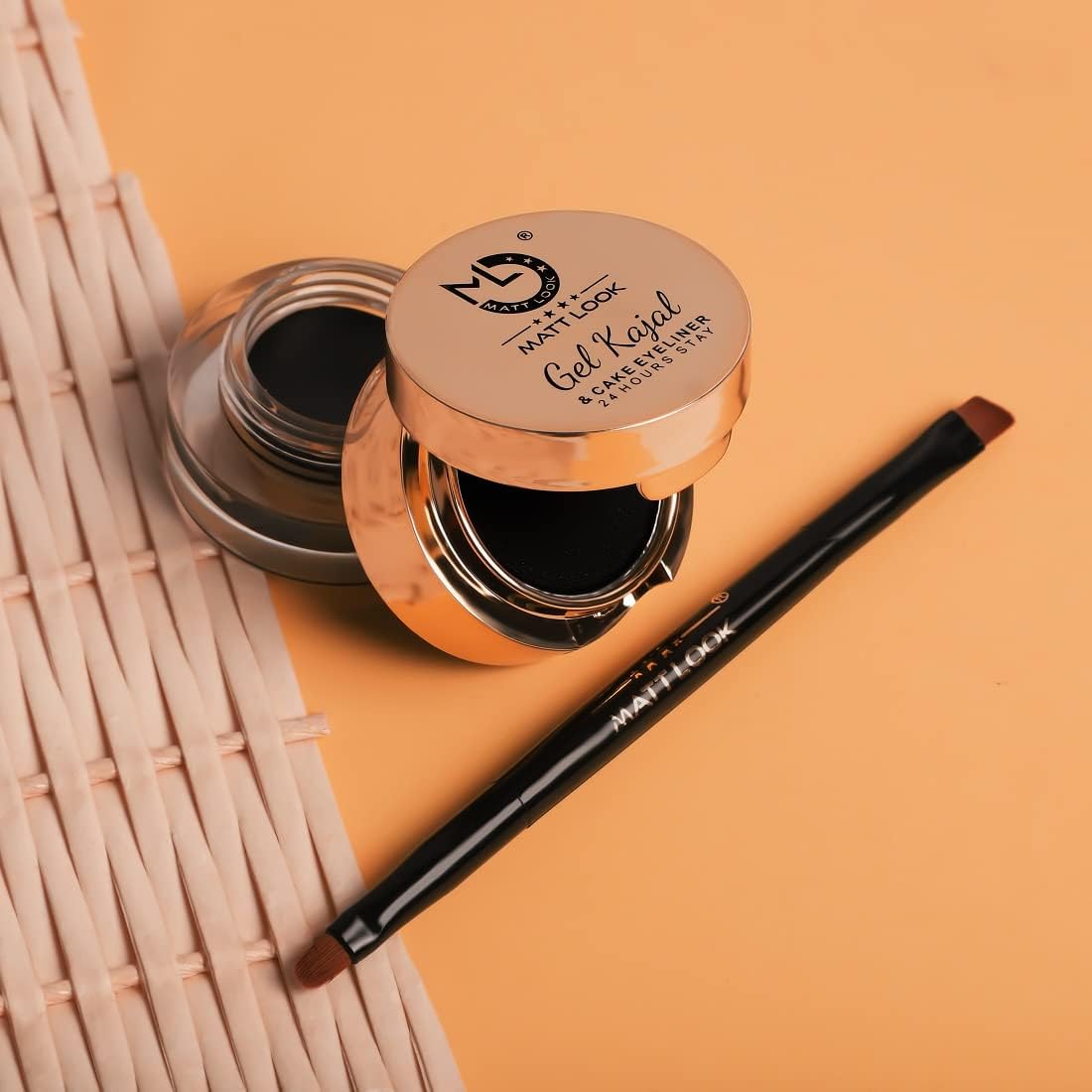 MATT LOOK Gel Kajal & Cake Eye Liner 24 Hours Stay | Extreme black stroke| Multi-Purpose use | Rich pigment | High Color pay Off | Water Proof formula with Skin care benefits | 14.5 g
