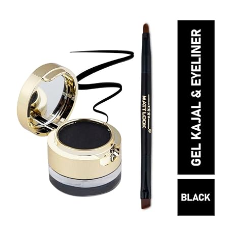 MATT LOOK Gel Kajal & Cake Eye Liner 24 Hours Stay | Extreme black stroke| Multi-Purpose use | Rich pigment | High Color pay Off | Water Proof formula with Skin care benefits | 14.5 g
